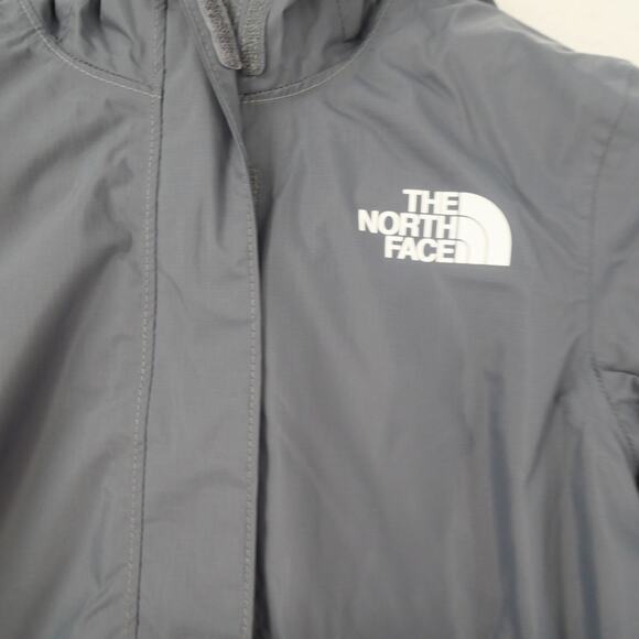 NEW The North Face Girl's 7/8 Resolve Reflective Jacket Hood Rain Wind Gray - Picture 3 of 13